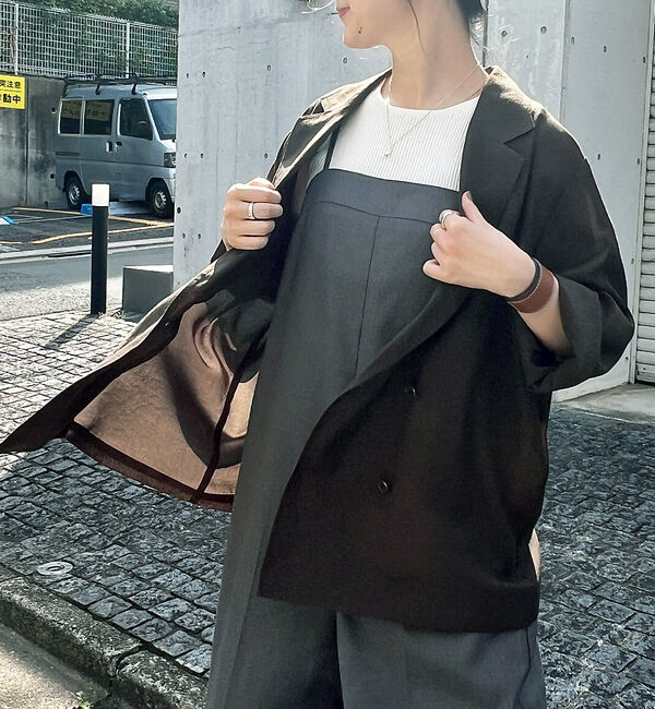 Rouge vif「ボイルエアリーシアーシャツジャケット」|テーラードジャケット|ブラウン