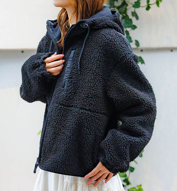 Rouge vif「【NANGA / ナンガ】BOA FLEECE ZIP HOODIE / ボアフ」|パーカー|ブラック