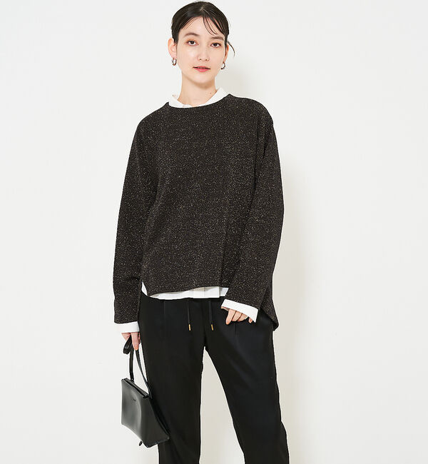 qualite「【大人の上品なスウェット】ラメスウェットプルオーバー」|スウェット・ジャージ|ブラック