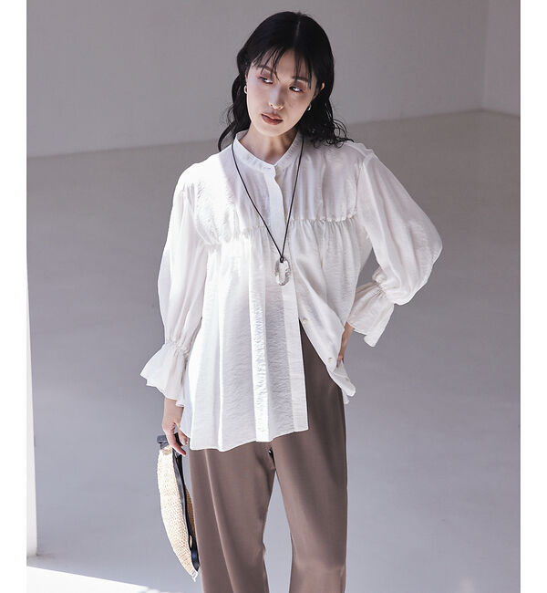 qualite「シャーリングパフスリーブシャツ」|シャツ・ブラウス|