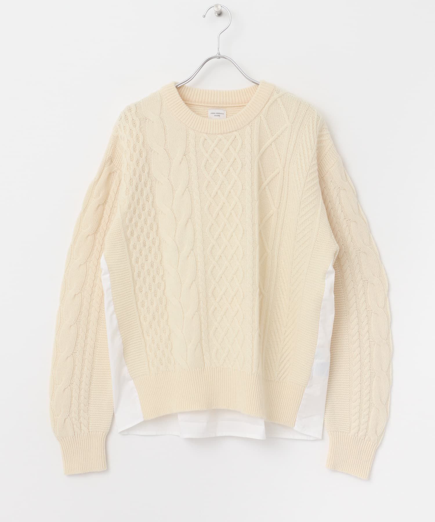 URBAN RESEARCH DOORS「アラン柄バックシャツプルオーバー」|ニット・セーター|