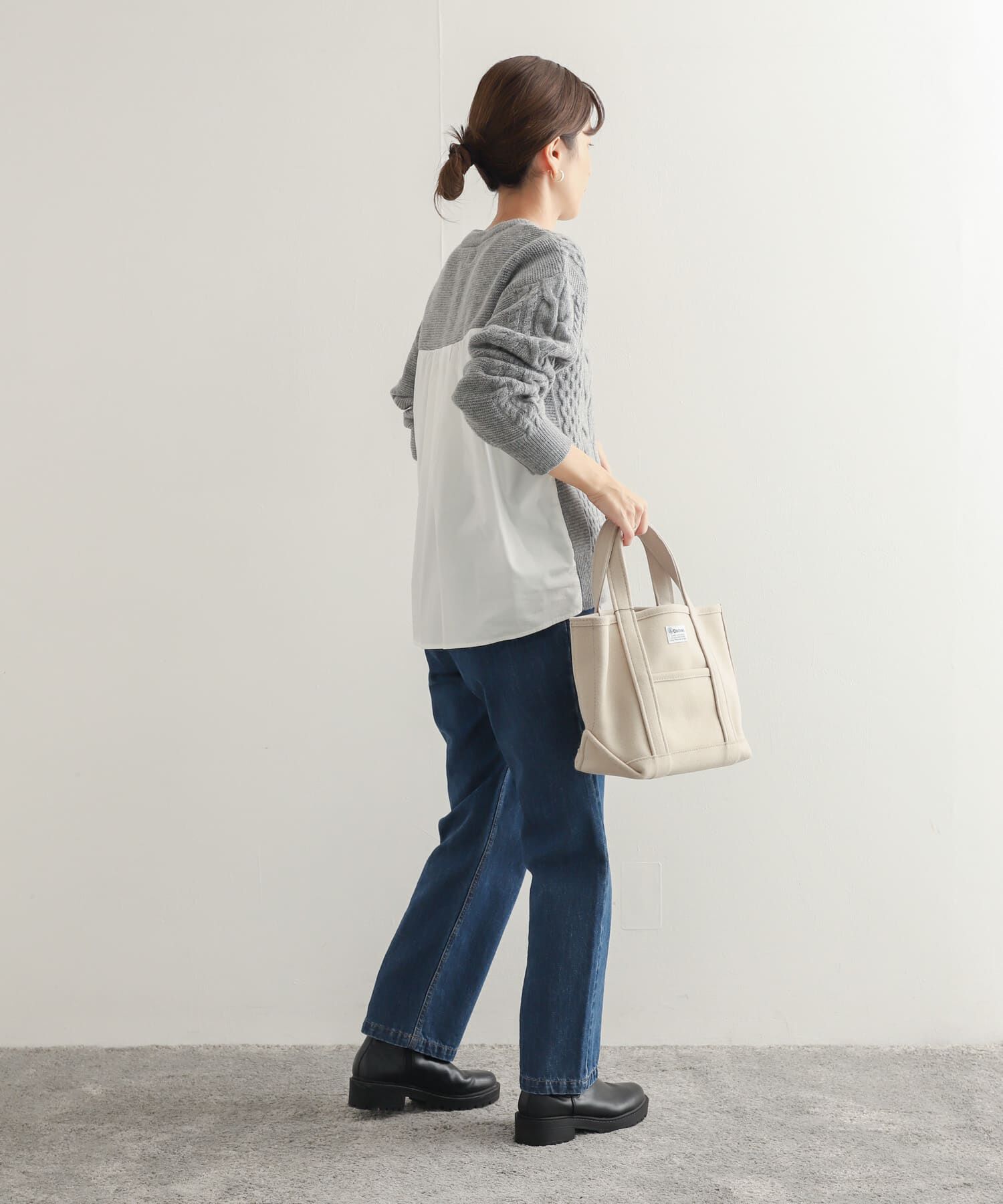 URBAN RESEARCH DOORS「アラン柄バックシャツプルオーバー」|ニット・セーター|