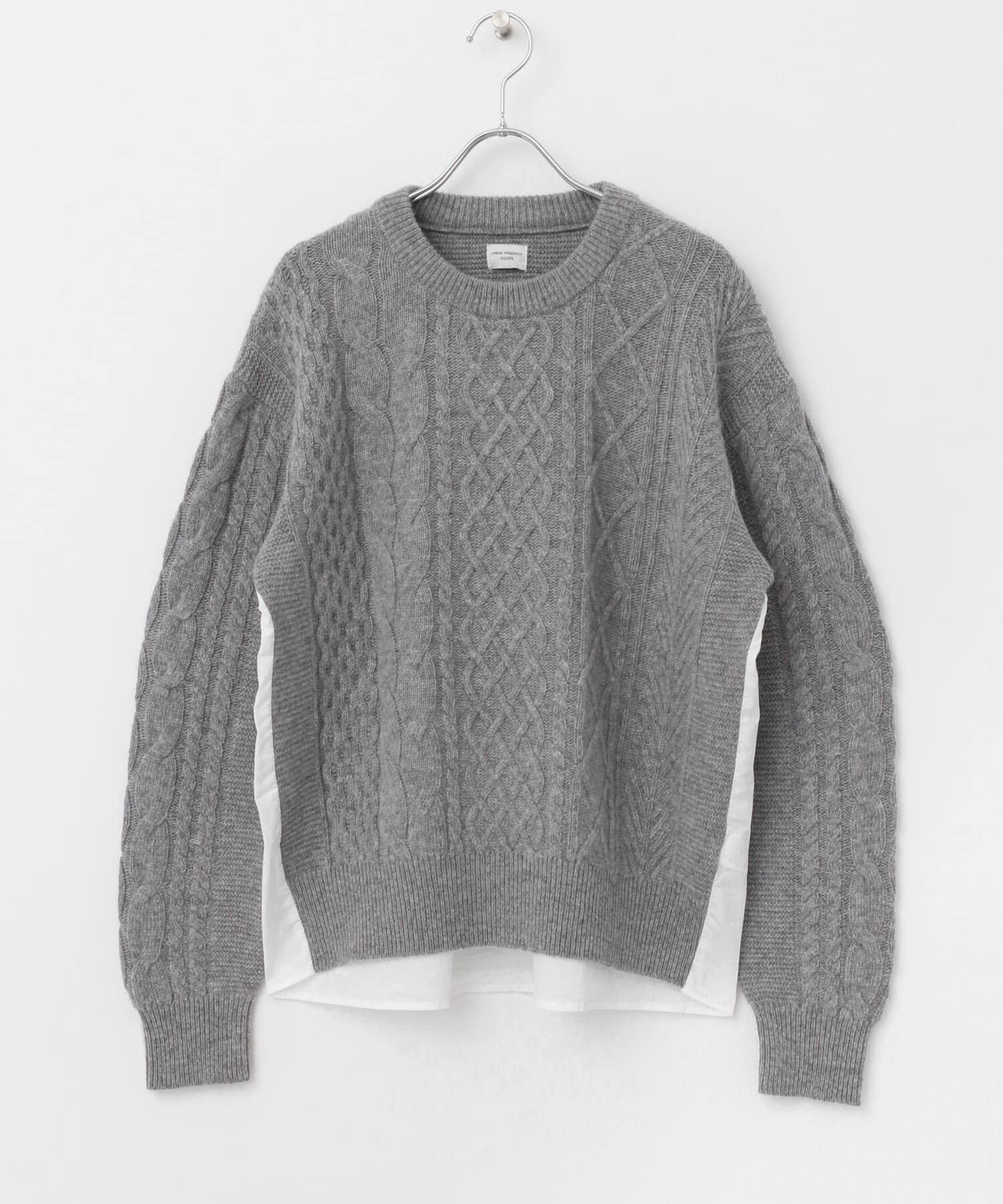 URBAN RESEARCH DOORS「アラン柄バックシャツプルオーバー」|ニット・セーター|