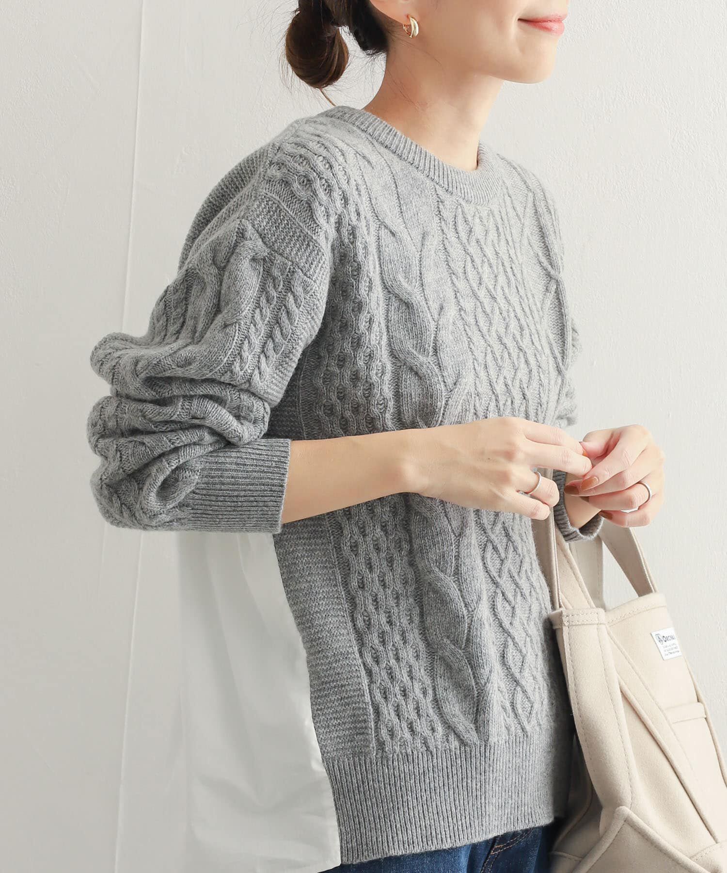 URBAN RESEARCH DOORS「アラン柄バックシャツプルオーバー」|ニット・セーター|