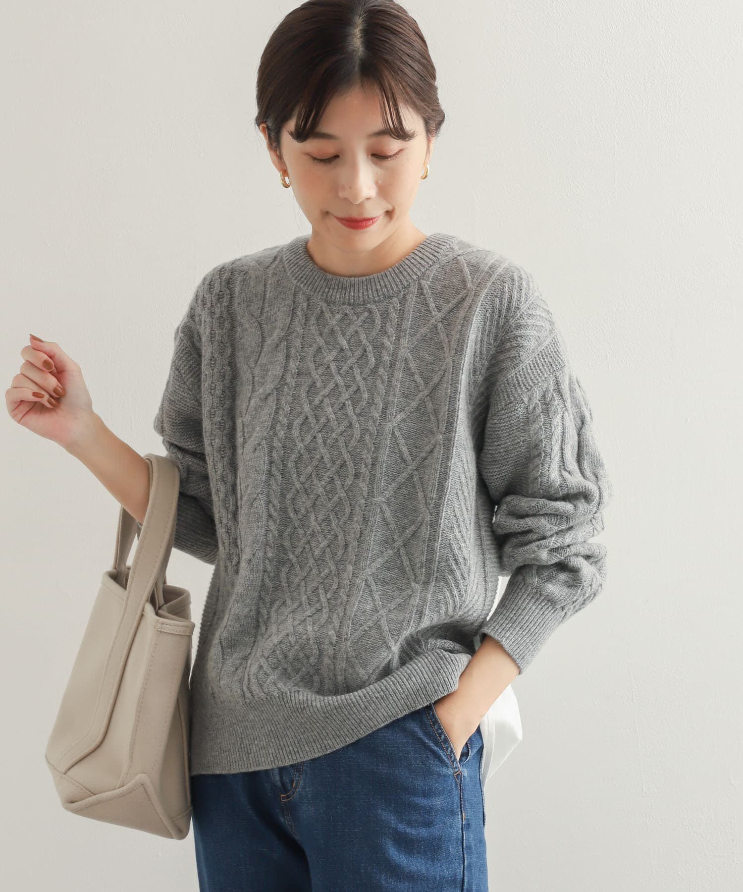 URBAN RESEARCH DOORS「アラン柄バックシャツプルオーバー」|ニット・セーター|