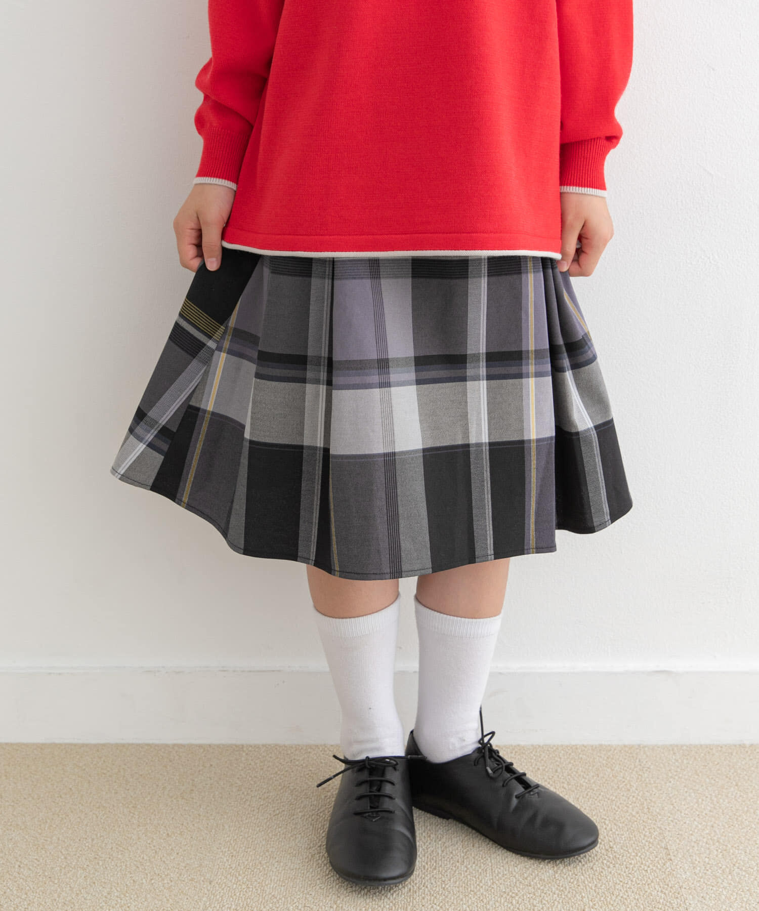 URBAN RESEARCH DOORS「『親子リンク』カラーチェックスカート(KIDS)」|その他|ブラック