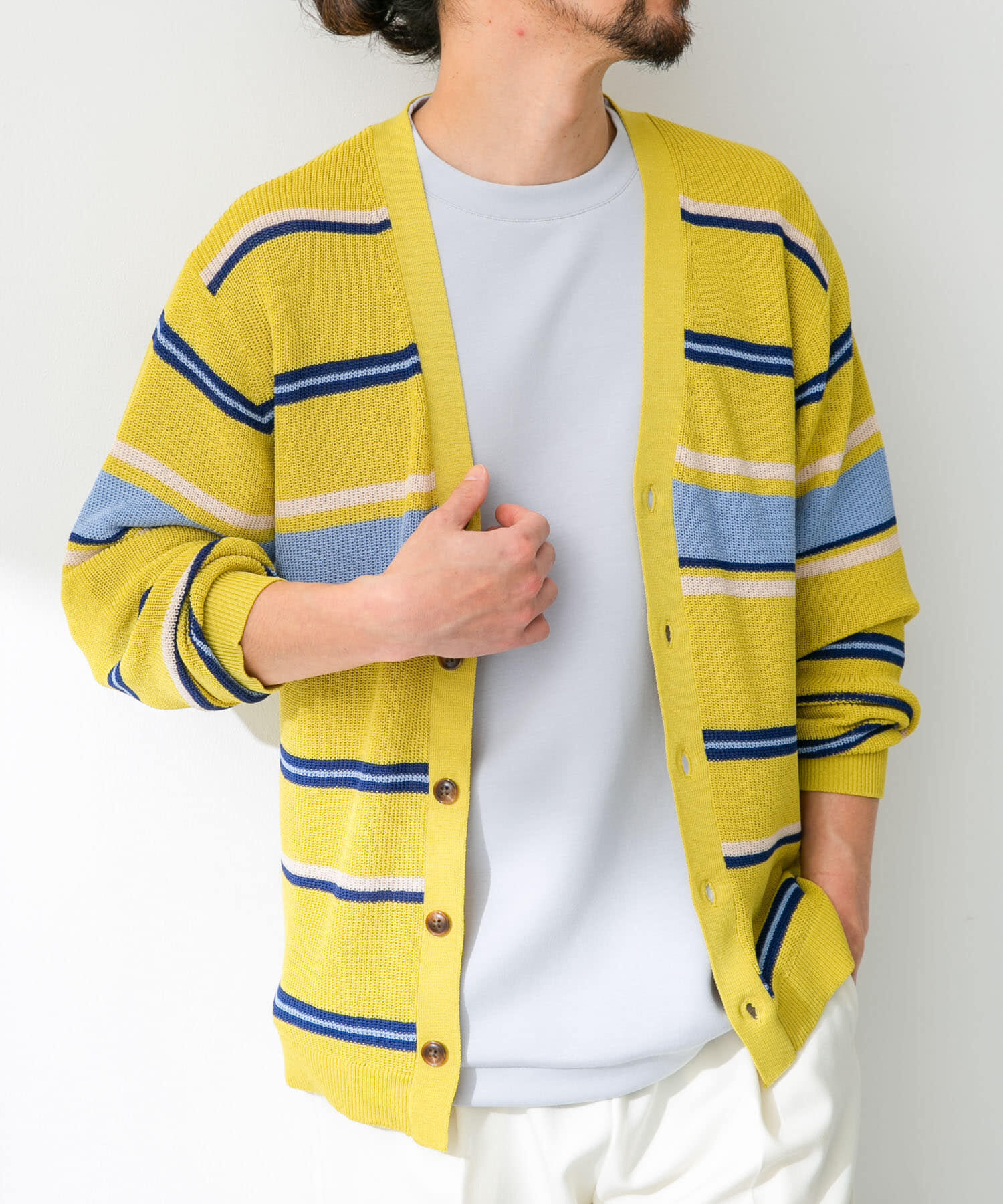 Sonny Label 「マルチボーダーニットカーディガン」|カーディガン|イエロー