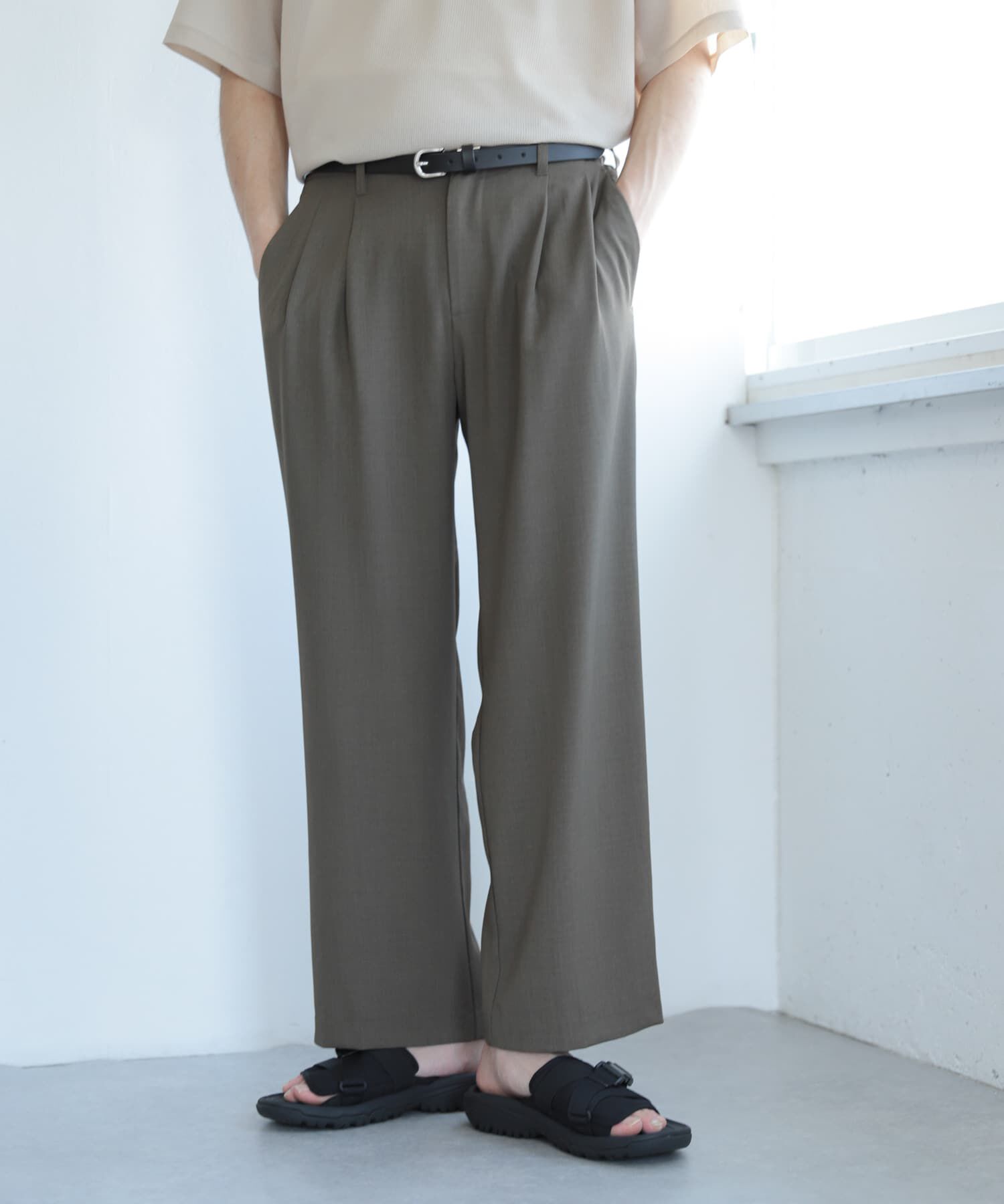 SENSE OF PLACE by URBAN RESEARCH「『セットアップ対応』『イージーケア』ダブルタックワイドスラックス」|その他|