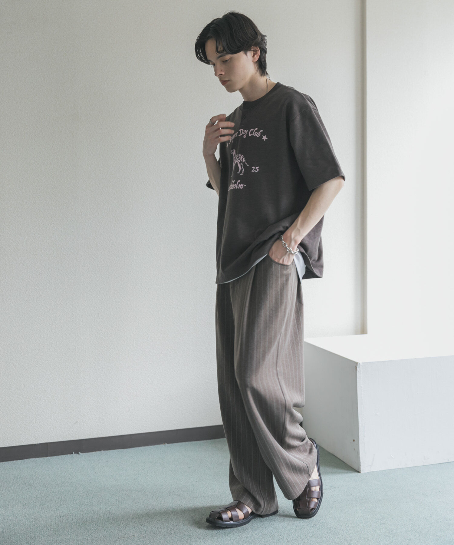 SENSE OF PLACE by URBAN RESEARCH「ヴィンテージグラフィックヘンリーネックTシャツ」|Tシャツ・カットソー|