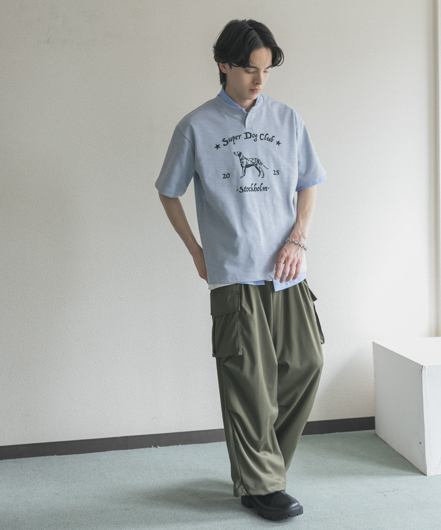 SENSE OF PLACE by URBAN RESEARCH「ヴィンテージグラフィックヘンリーネックTシャツ」|Tシャツ・カットソー|
