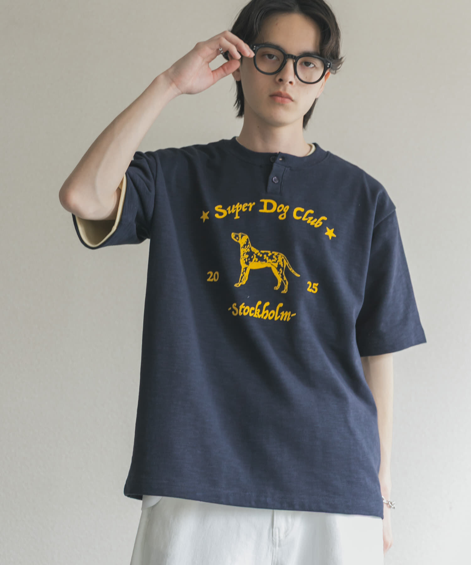 SENSE OF PLACE by URBAN RESEARCH「ヴィンテージグラフィックヘンリーネックTシャツ」|Tシャツ・カットソー|