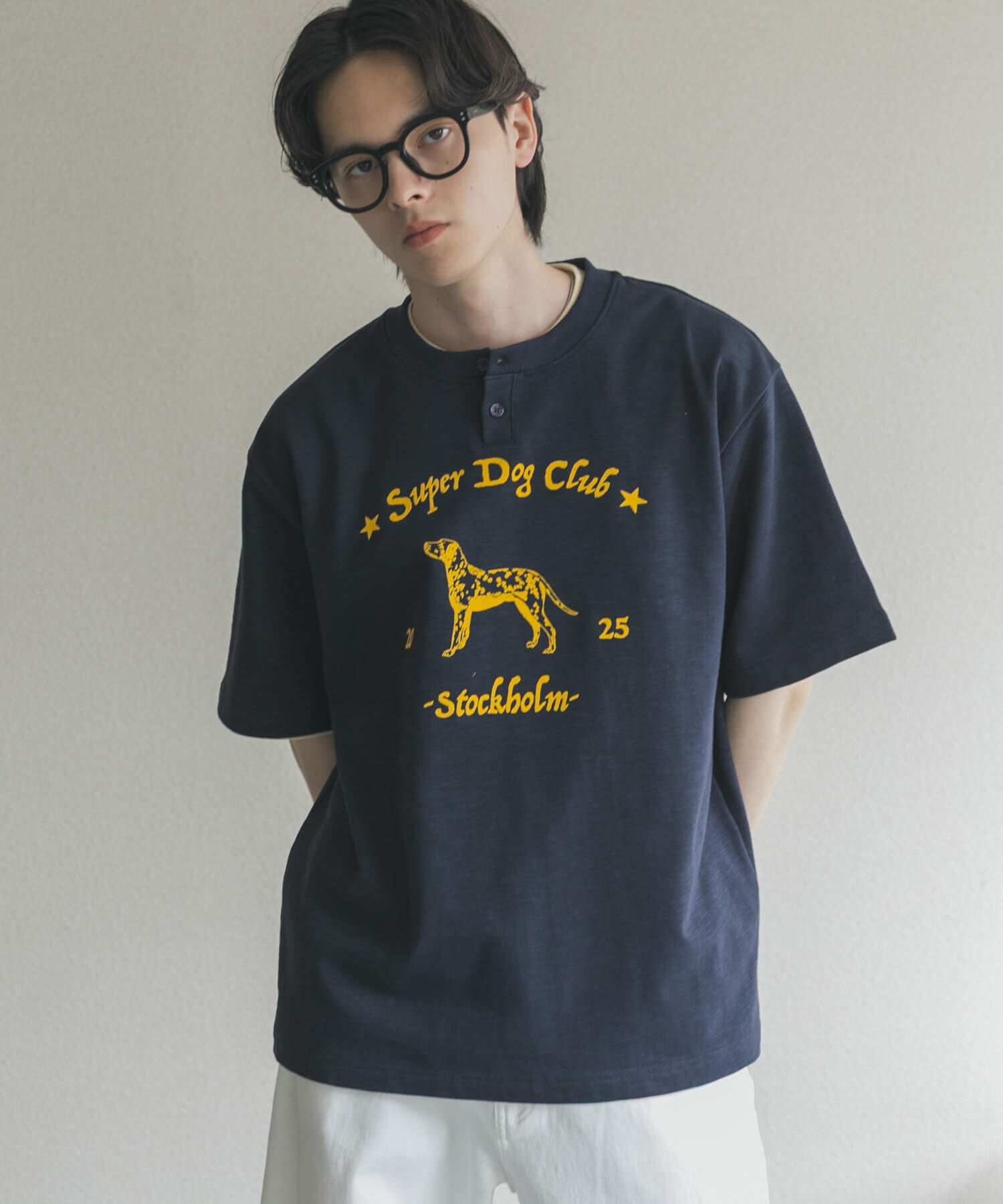 SENSE OF PLACE by URBAN RESEARCH「ヴィンテージグラフィックヘンリーネックTシャツ」|Tシャツ・カットソー|