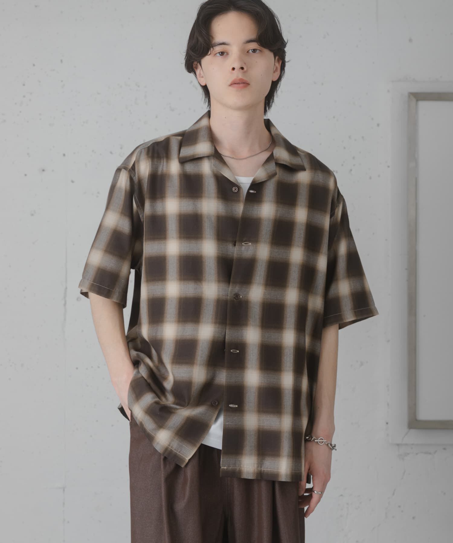 SENSE OF PLACE by URBAN RESEARCH「オンブレーチェックオープンカラーショートスリーブシャツ」|シャツ・ブラウス|