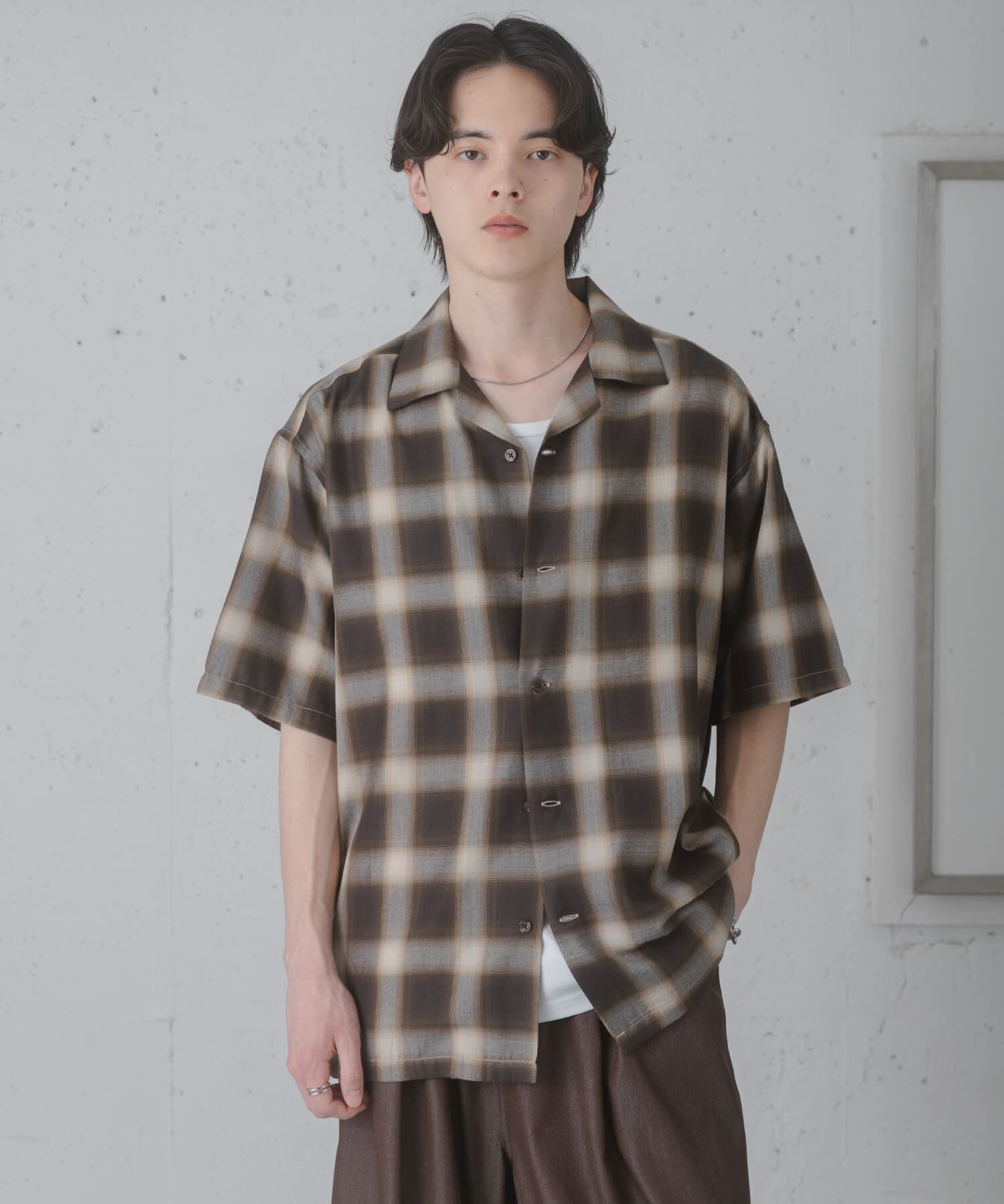 SENSE OF PLACE by URBAN RESEARCH「オンブレーチェックオープンカラーショートスリーブシャツ」|シャツ・ブラウス|