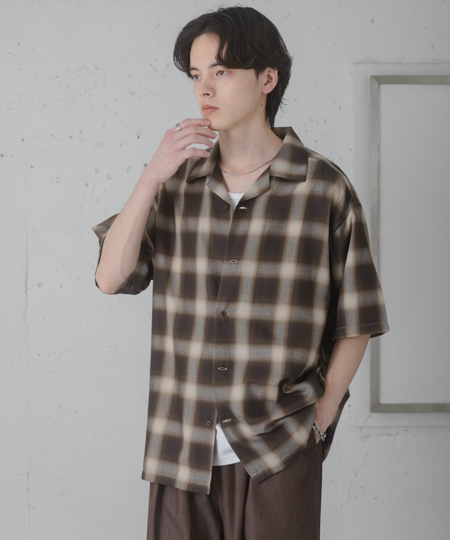 SENSE OF PLACE by URBAN RESEARCH「オンブレーチェックオープンカラーショートスリーブシャツ」|シャツ・ブラウス|