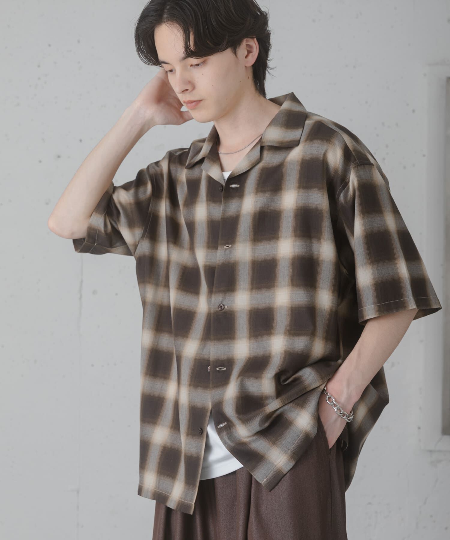 SENSE OF PLACE by URBAN RESEARCH「オンブレーチェックオープンカラーショートスリーブシャツ」|シャツ・ブラウス|