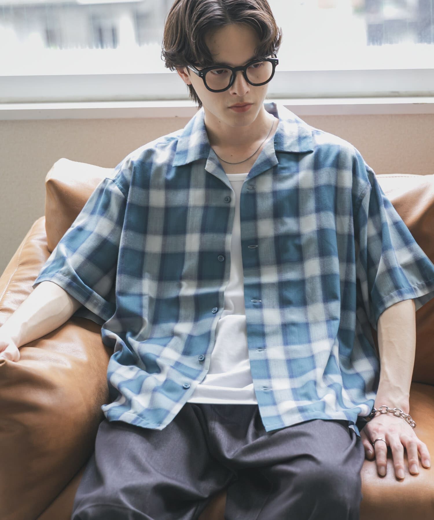 SENSE OF PLACE by URBAN RESEARCH「オンブレーチェックオープンカラーショートスリーブシャツ」|シャツ・ブラウス|