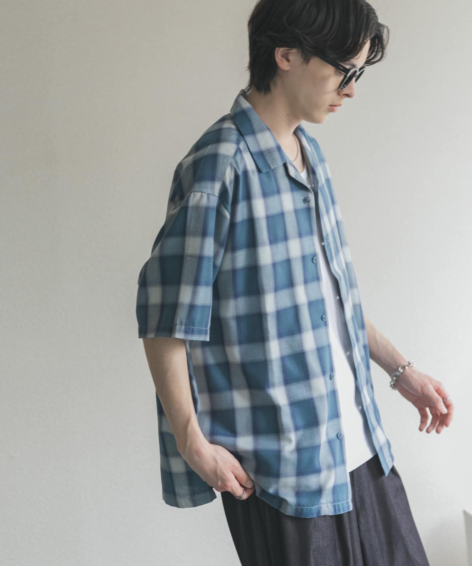 SENSE OF PLACE by URBAN RESEARCH「オンブレーチェックオープンカラーショートスリーブシャツ」|シャツ・ブラウス|