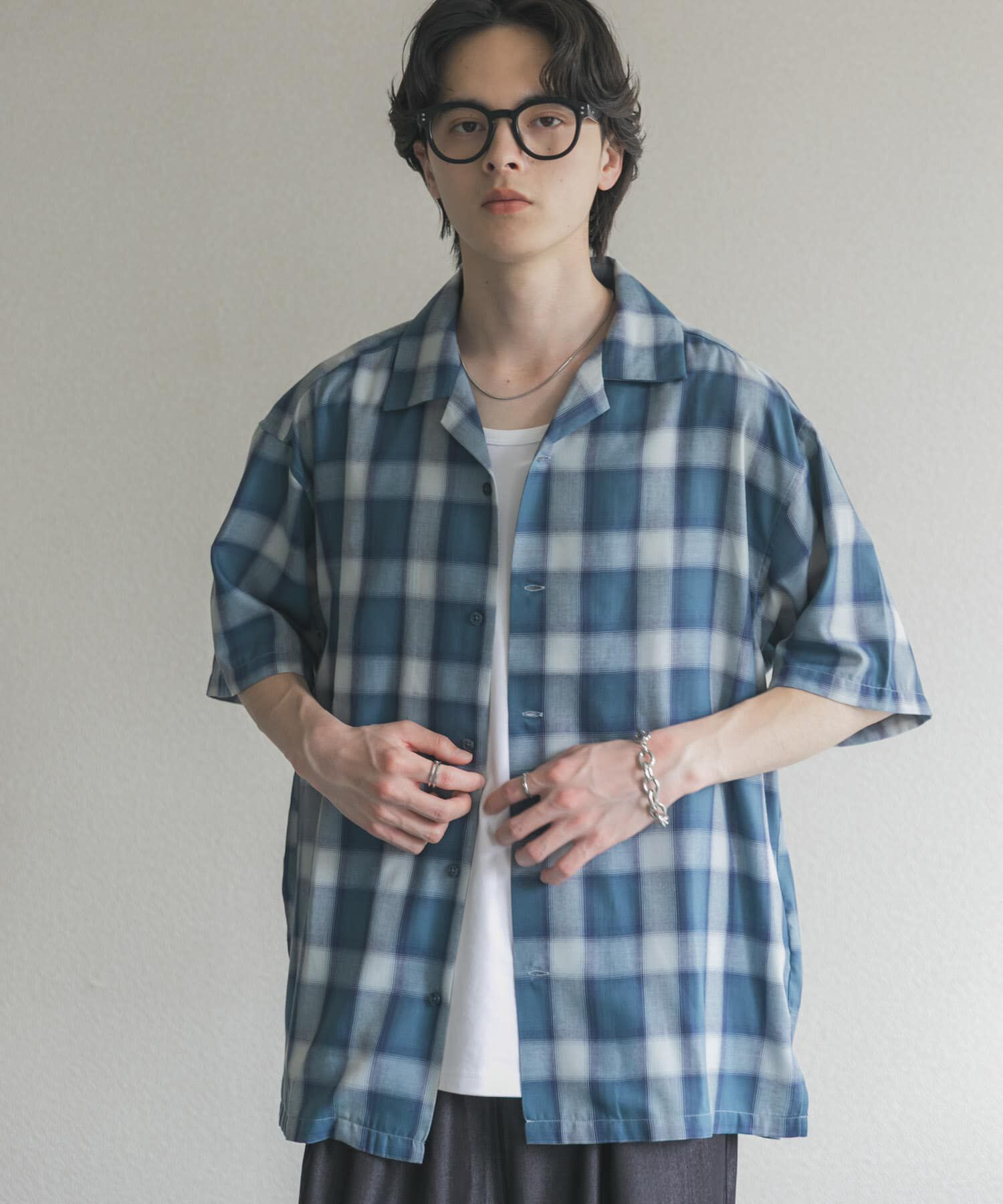 SENSE OF PLACE by URBAN RESEARCH「オンブレーチェックオープンカラーショートスリーブシャツ」|シャツ・ブラウス|