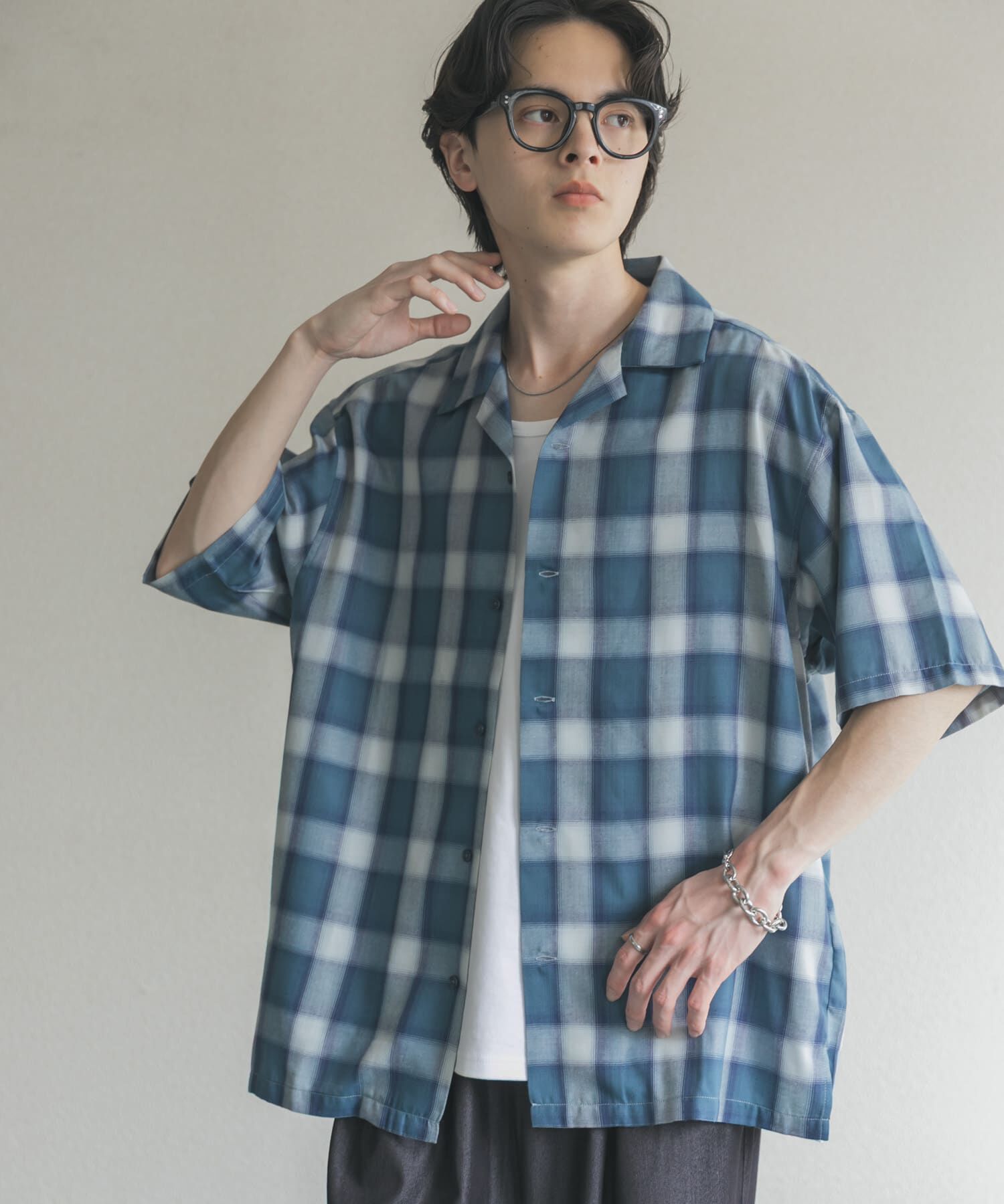 SENSE OF PLACE by URBAN RESEARCH「オンブレーチェックオープンカラーショートスリーブシャツ」|シャツ・ブラウス|