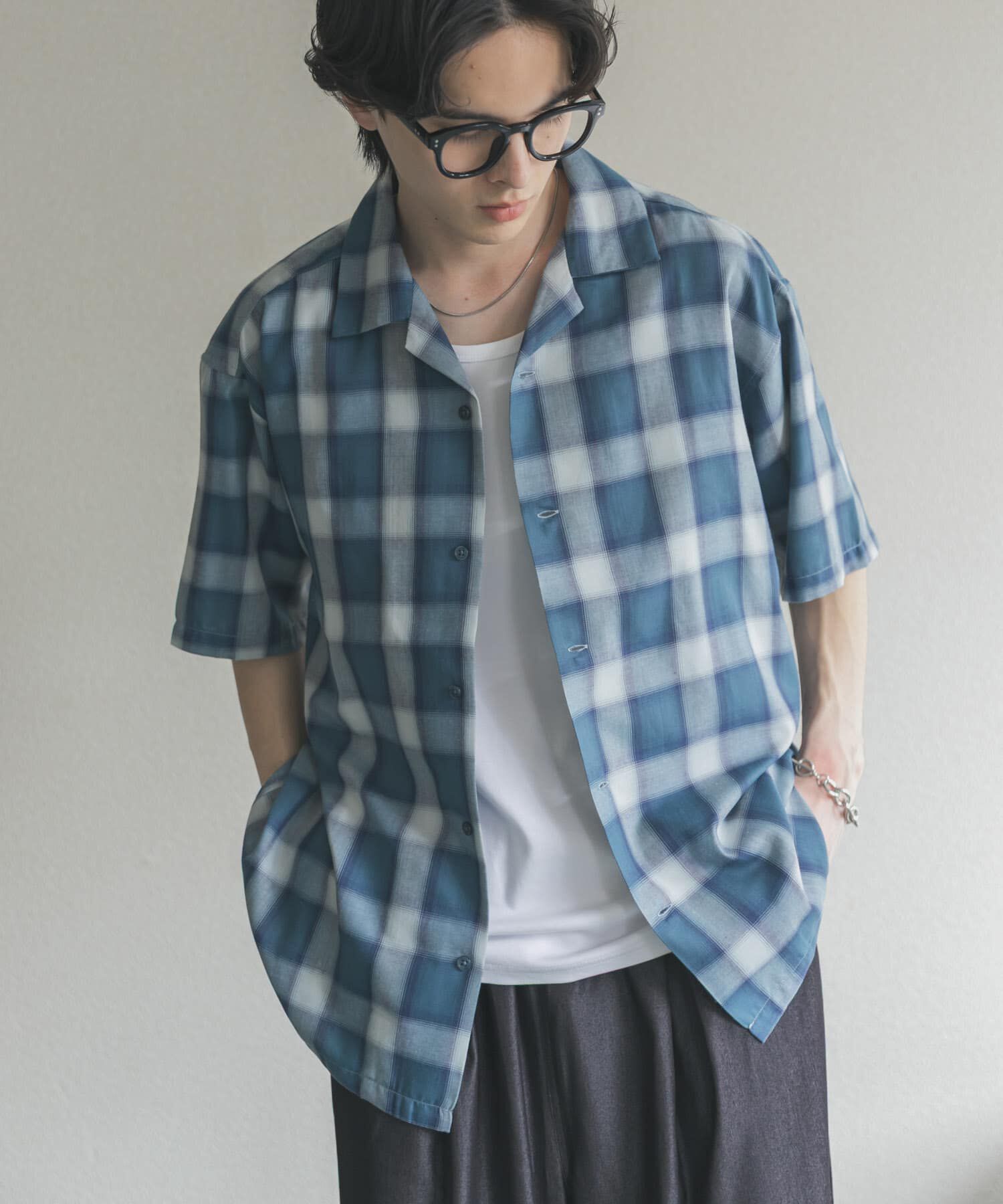 SENSE OF PLACE by URBAN RESEARCH「オンブレーチェックオープンカラーショートスリーブシャツ」|シャツ・ブラウス|