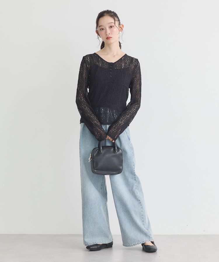 earth music&ecology「フロントボタンレースプルオーバー」|Tシャツ・カットソー|