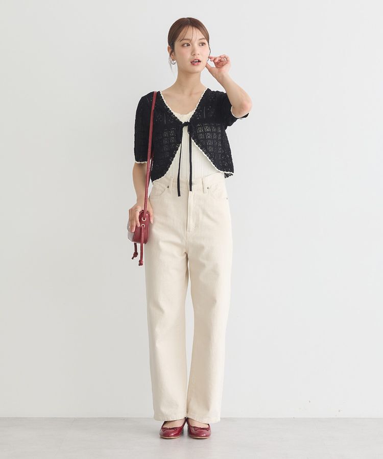 earth music&ecology「ミニスカラップ透かし編みニットカーディガン」|カーディガン|