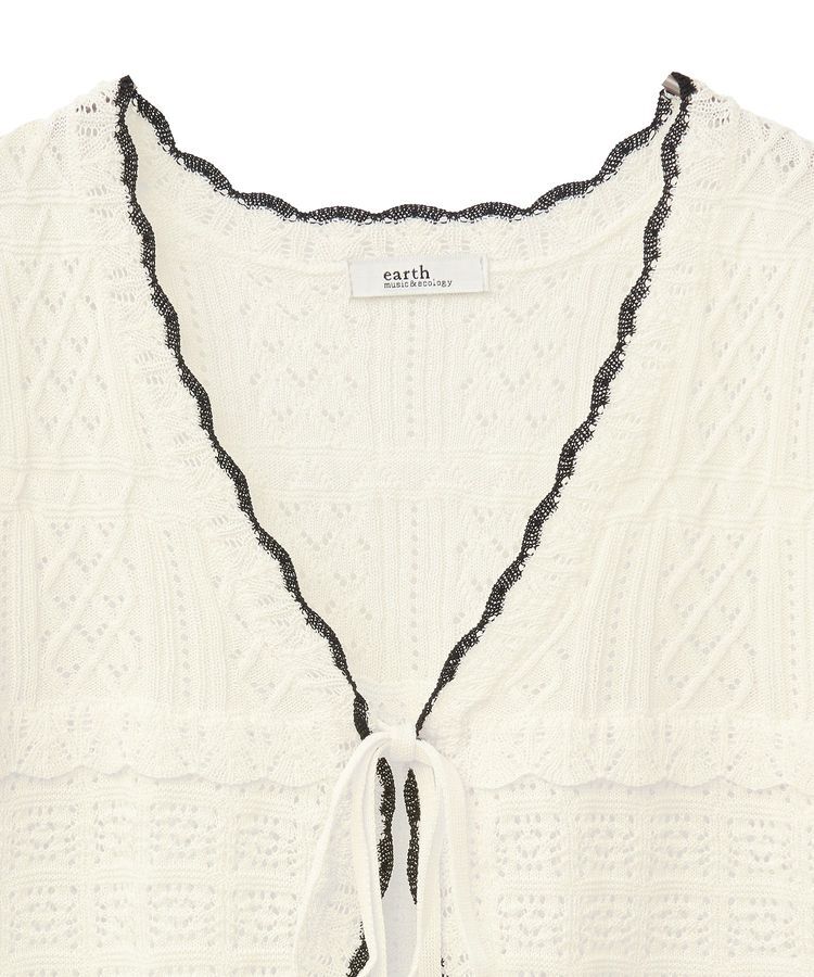 earth music&ecology「ミニスカラップ透かし編みニットカーディガン」|カーディガン|