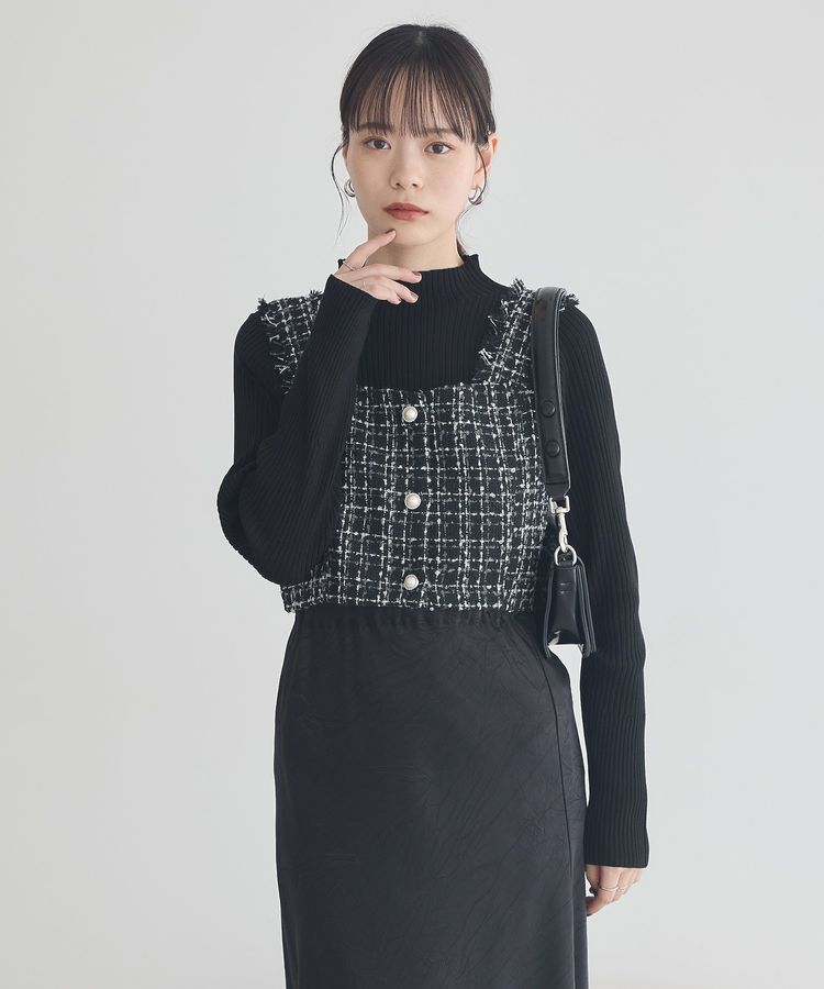 earth music&ecology「フリンジツイードビスチェ」|ベスト・ジレ|