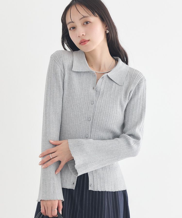 earth music&ecology「レギュラーカラーニットカーディガン」|カーディガン|Gray