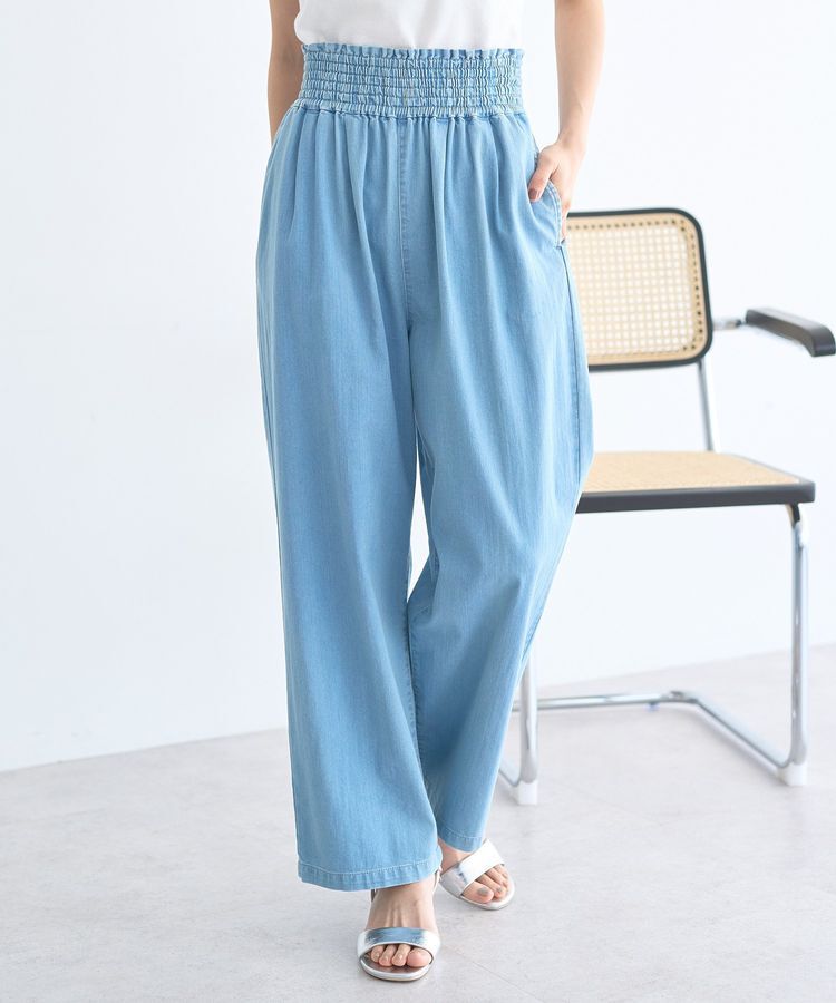 earth music&ecology「冷感2タックイージーワイドデニム」|デニム|