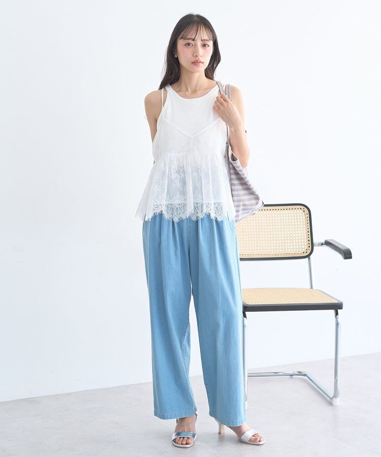 earth music&ecology「冷感2タックイージーワイドデニム」|デニム|