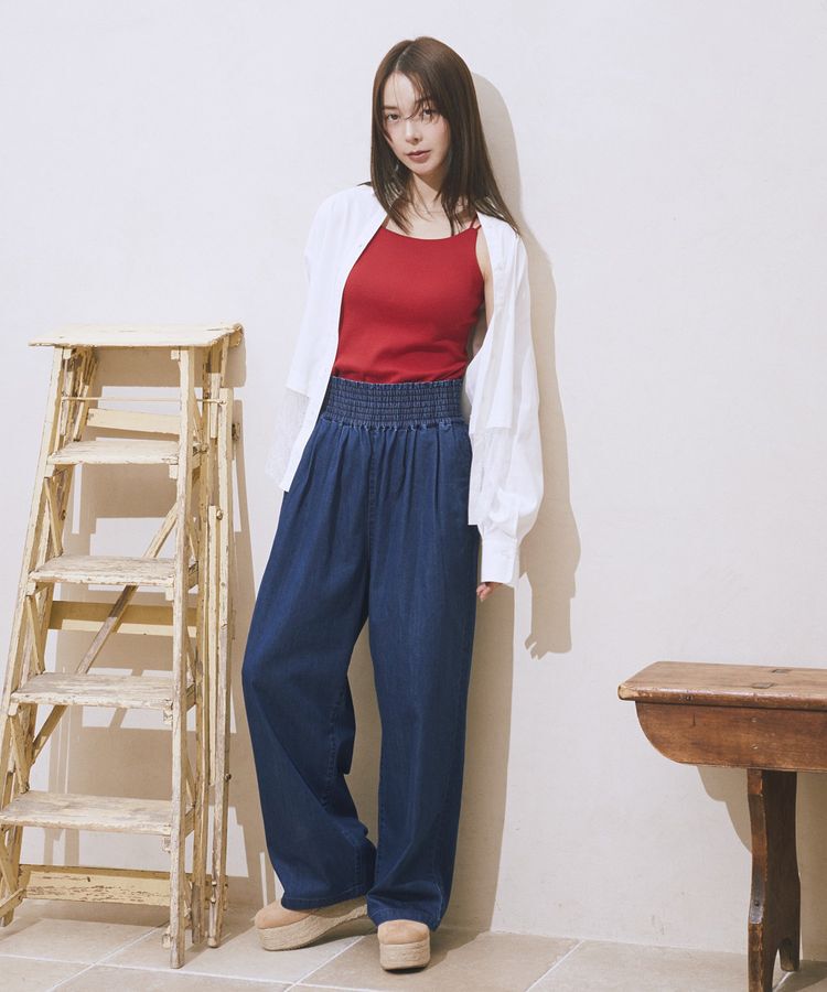 earth music&ecology「冷感2タックイージーワイドデニム」|デニム|