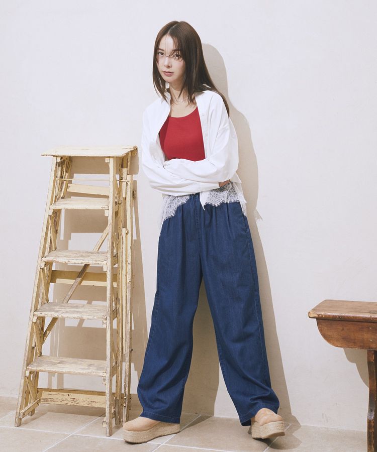 earth music&ecology「冷感2タックイージーワイドデニム」|デニム|