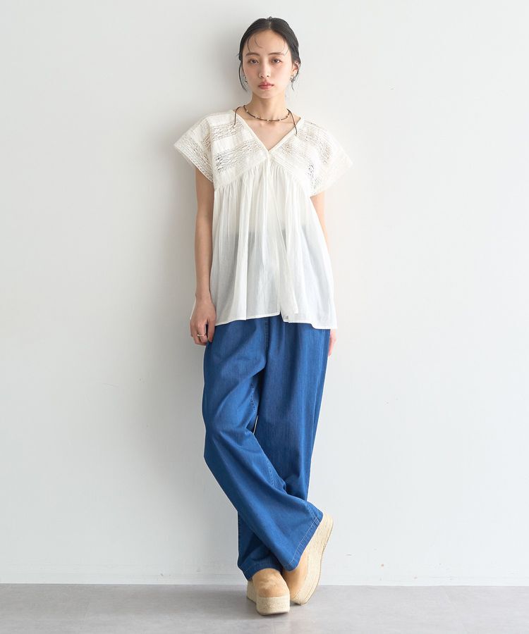 earth music&ecology「冷感2タックイージーワイドデニム」|デニム|