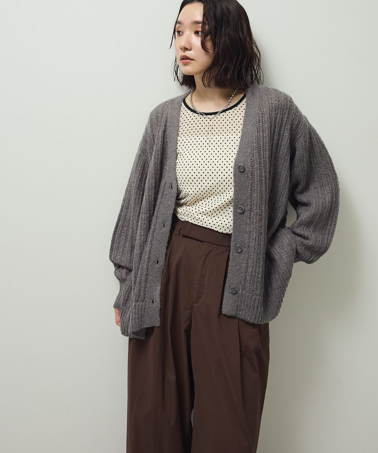 Green Parks「シアーニットVネックカーディガン」|カーディガン|Gray