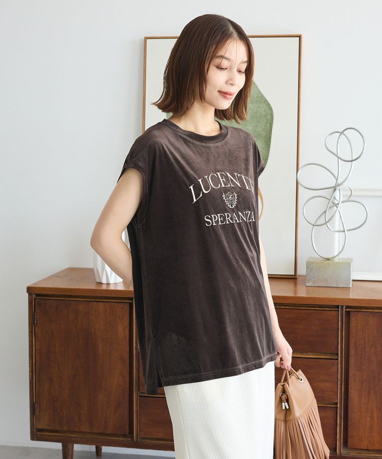 Green Parks「ベロアロゴフレンチスリーブチュニック」|チュニック|