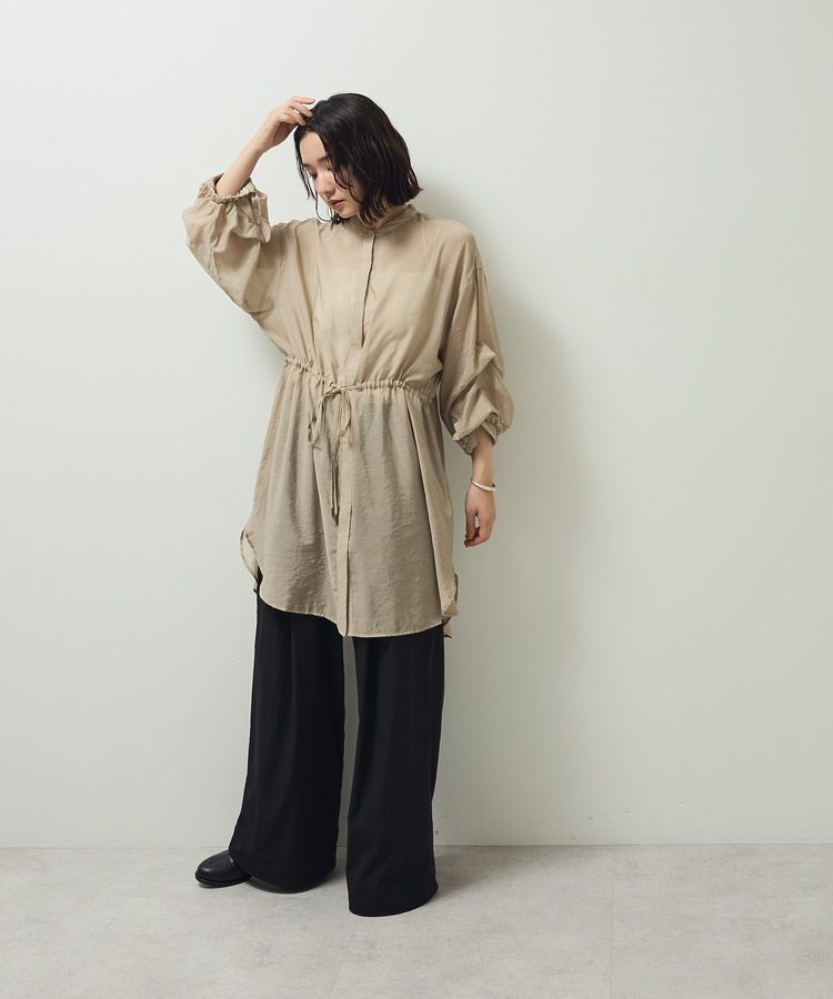 Green Parks「バンドカラー比翼タック袖チュニック」|チュニック|