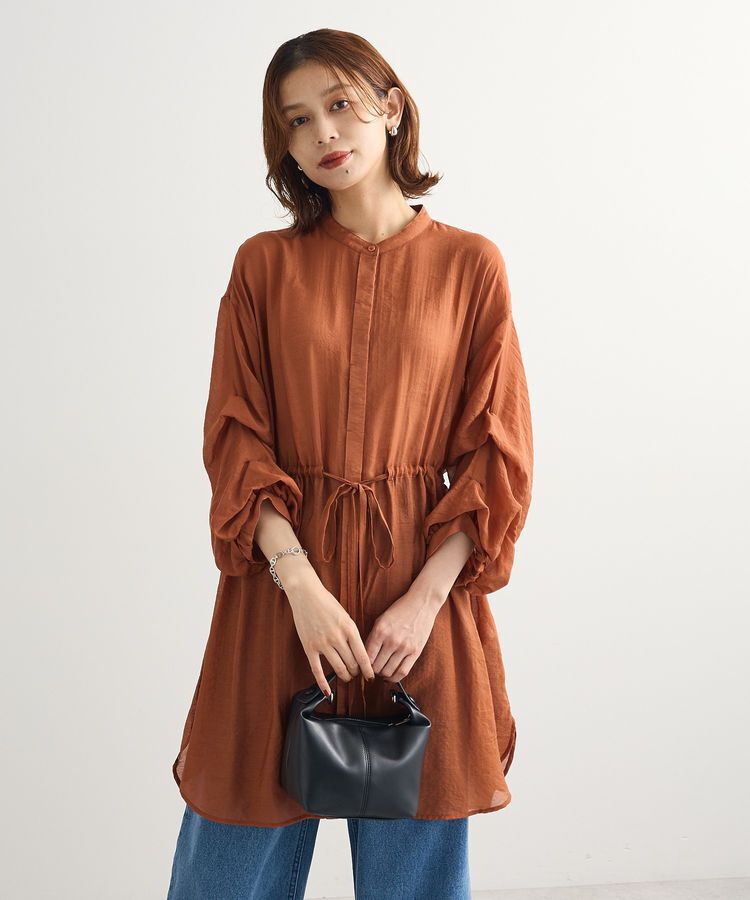 Green Parks「バンドカラー比翼タック袖チュニック」|チュニック|