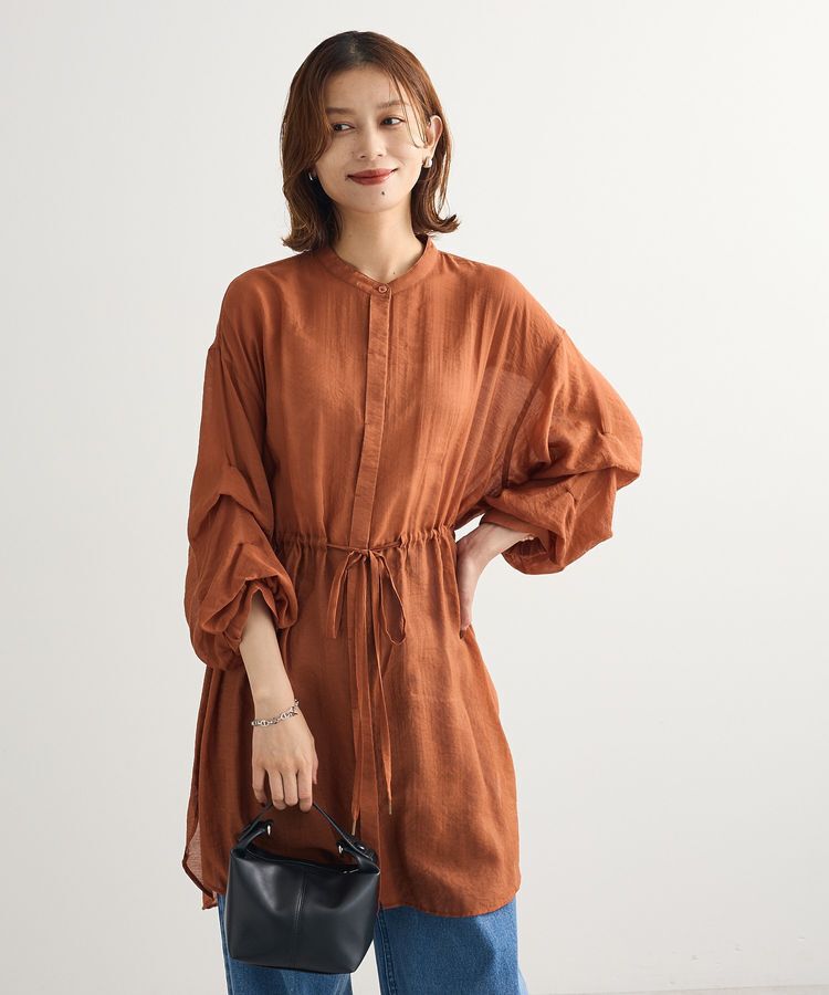 Green Parks「バンドカラー比翼タック袖チュニック」|チュニック|