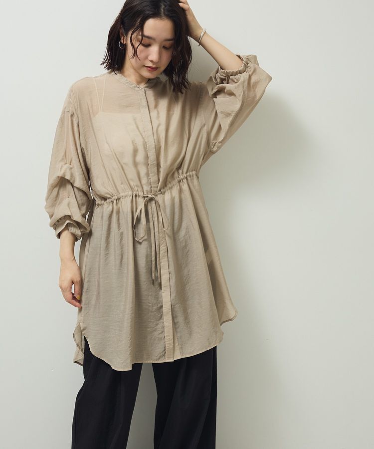 Green Parks「バンドカラー比翼タック袖チュニック」|チュニック|Beige