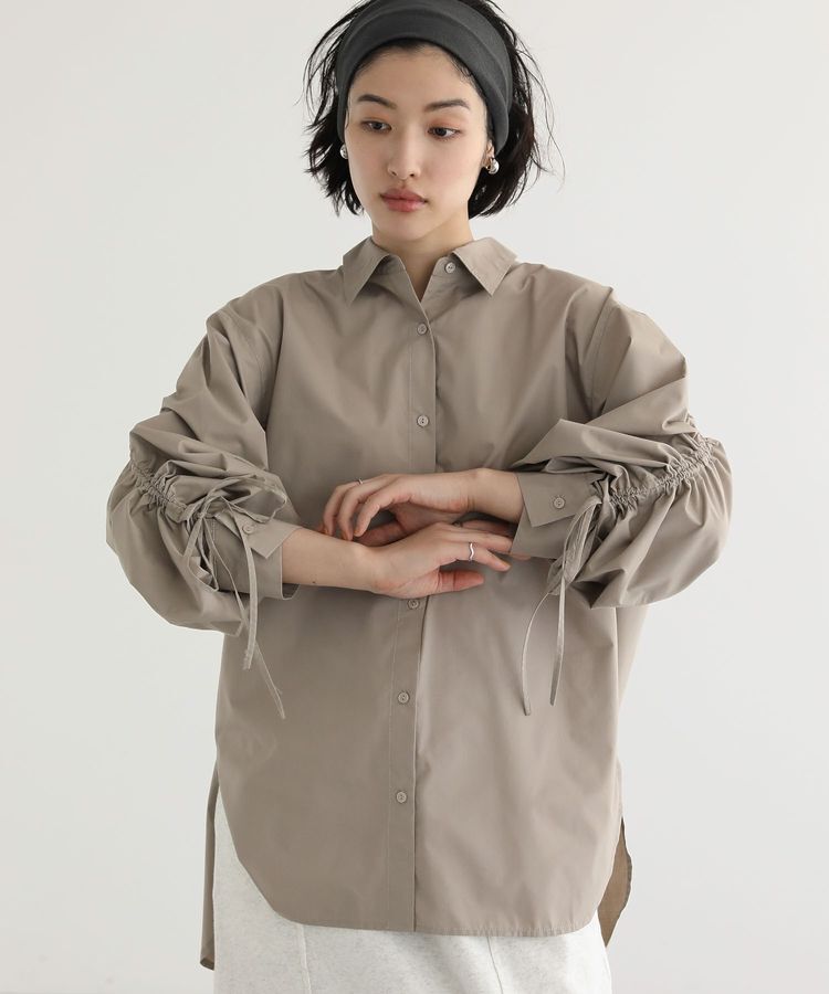 Green Parks「イージーケア袖シャーリングシャツ」|シャツ・ブラウス|