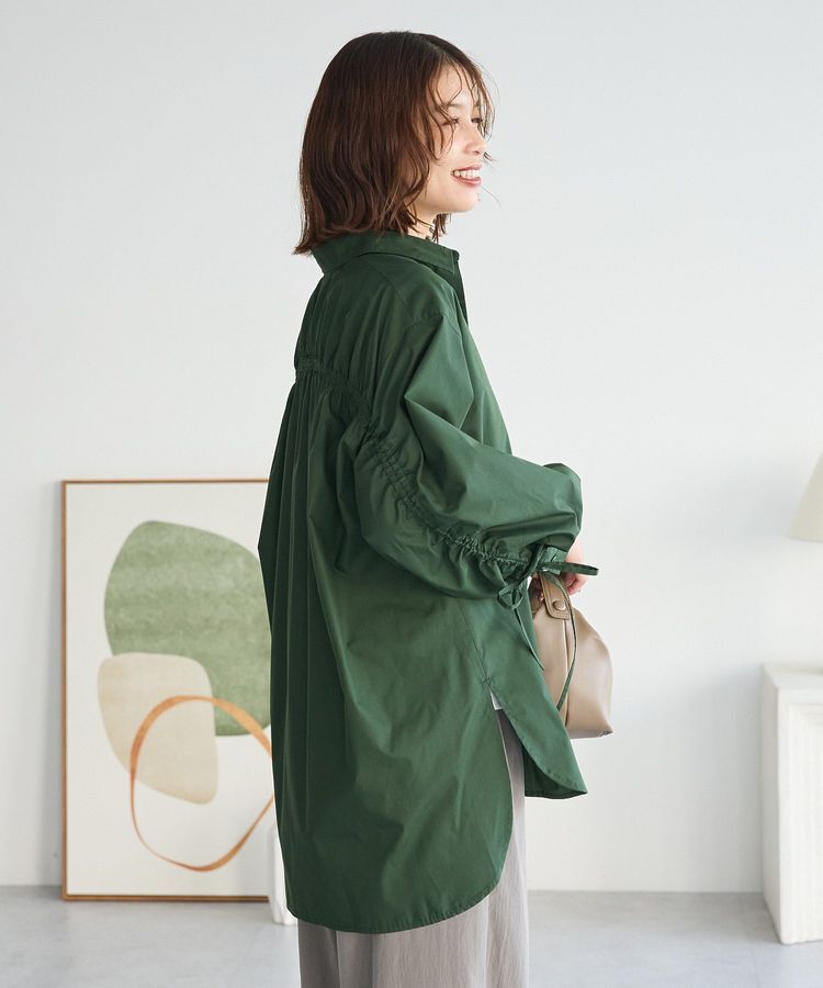 Green Parks「イージーケア袖シャーリングシャツ」|シャツ・ブラウス|