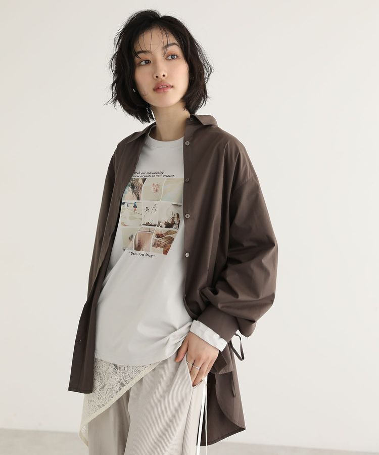 Green Parks「イージーケア袖シャーリングシャツ」|シャツ・ブラウス|