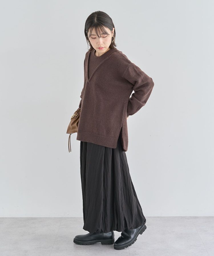 Green Parks「フェイクレイヤードVネックニットプルオーバー」|ニット・セーター|