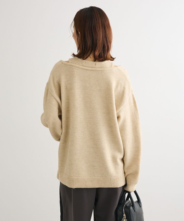 Green Parks「フェイクレイヤードVネックニットプルオーバー」|ニット・セーター|