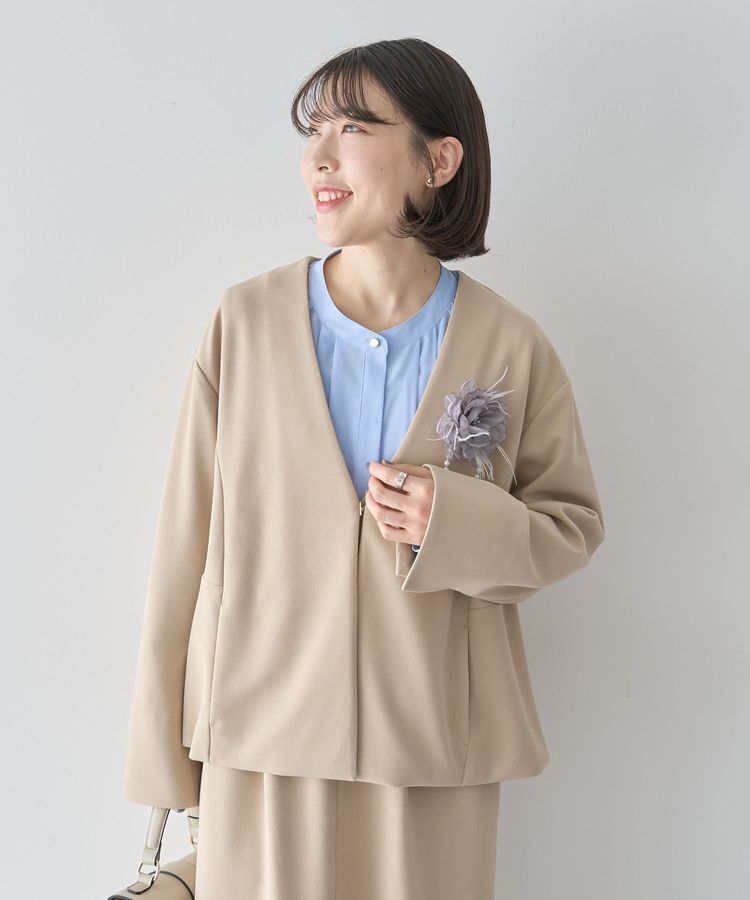 Green Parks「O.洗えてストレッチ ノーカラージャケット」|テーラードジャケット|