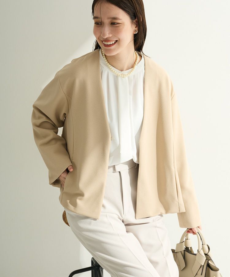 Green Parks「O.洗えてストレッチ ノーカラージャケット」|テーラードジャケット|