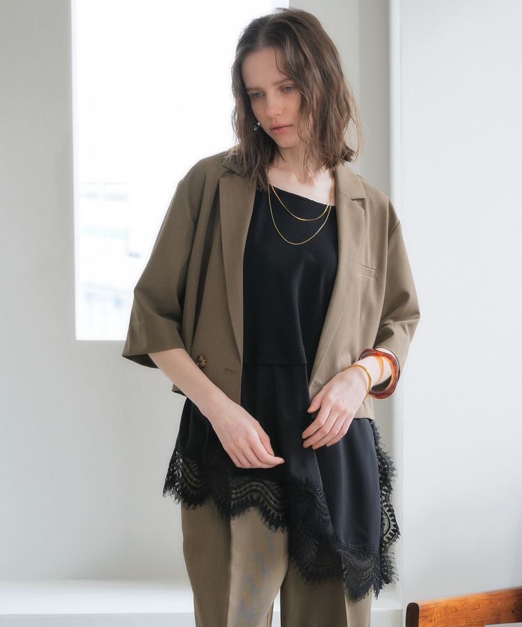 YECCA VECCA「ハーフスリーブクロップドジャケット」|テーラードジャケット|