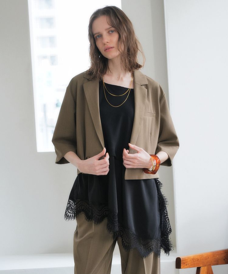 YECCA VECCA「ハーフスリーブクロップドジャケット」|テーラードジャケット|